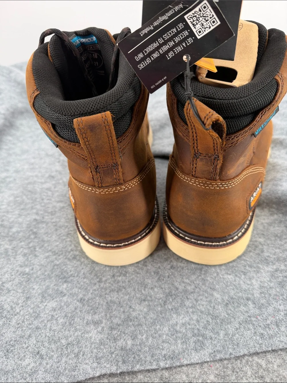 Ariat Work Rebar Lift dry shield slip resistant   Leather Lace-Up Work Boots NWT
